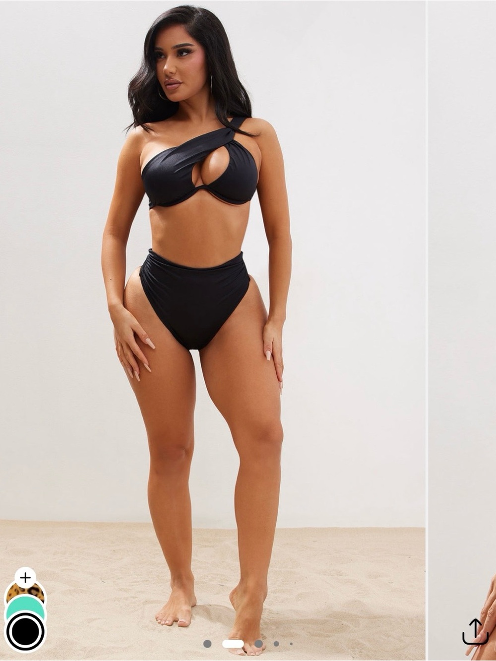 Fashion Nova Black One-Shoulder Twist Cutout Bikini